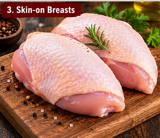 Skin-on chicken breasts